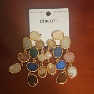 Chico's Gold Multicolor Stone Earrings